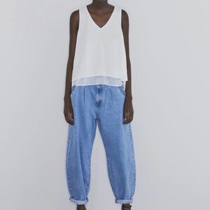 Zara White sleeveless lined top Size Extra Small